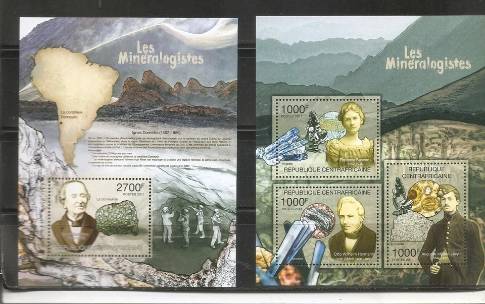 Central African Republic / Minerals , Mineralogist. Souvenir Sheet .MNH - Image 1 of 1