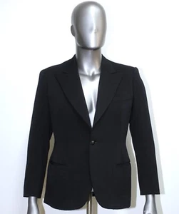 French Vintage Black Wool 1 Button Tailored Suit Jacket THIERY Dated 1939 Size M - Picture 1 of 15
