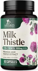 Milk Thistle Supplement - Max Strength 1000mg for Liver Cleanse Detox & Repair - Picture 1 of 25