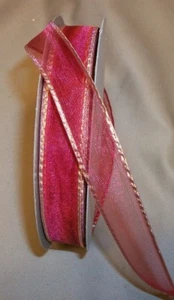 10 Yds. SHEER RED & GOLD GLITZ RIBBON 3/4" wide - Picture 1 of 1