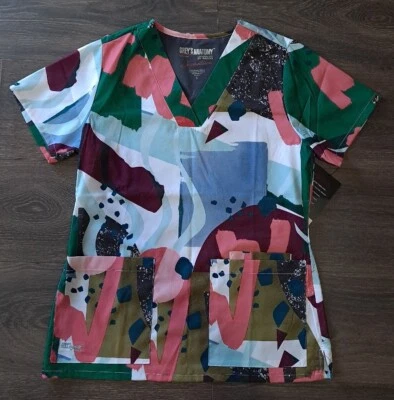 Women's Multicolored Grey's Anatomy Scrub Top In Size Small Sku #35 - Image 1 of 4