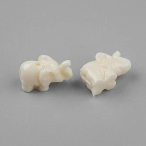 20x Elefant Harz Perlen Beige Kinder Ring Handwerk Verzierung Armband Fundstücke - Bild 1 von 2
