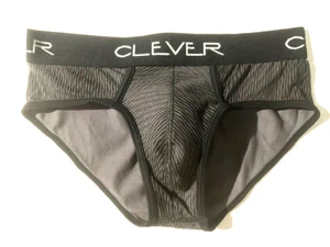 New CLEVER Mens Grey & Black Print  Cotton Hip Brief Underwear sz M #201 - Picture 1 of 7
