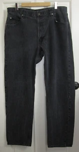 Pantalones de mezclilla Wrangler negros relajados para hombre talla 38x34 envejecidos 5 bolsillos 18-30942 - Imagen 1 de 6