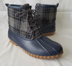 Portland Duck Boots Navy/plaid Size 8M Women - Picture 1 of 7