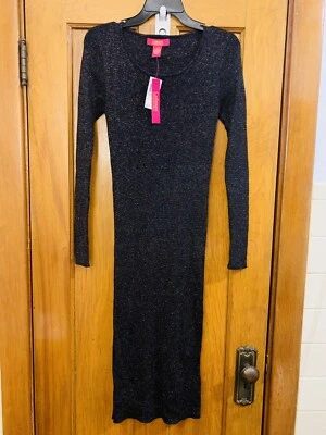 Catherine Malandrino metallic multicolor maxi sweater dress black NWT size S $88 - Image 1 of 4