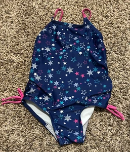 Speedo Girls; One-Piece Navy Blue Star Pattern Swimsuit XS (6/6X) - Picture 1 of 2