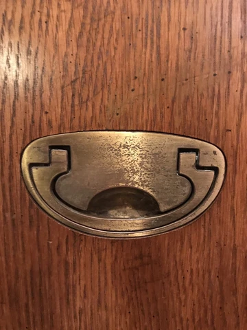 Drexel Passage Campaign Recessed Brass Hardware One Drawer Pull Handle Cover