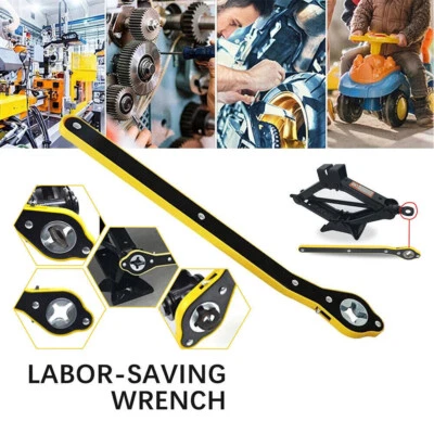 Labor-saving Car Scissor Jack Ratchet Wrench Tire Wheel Lug Handle Repair Tool - Image 1 of 4