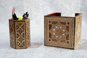Dekorative SchreibtischgarniturZettelkasten NotizBox,oder Stifte Ablage,aus Holz - Bild 1 von 4