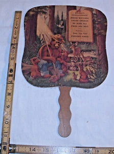 SMOKEY THE BEAR HAND FAN 1960s FOREST SERVICE DAIRY QUEEN PREMIUM - Picture 1 of 3