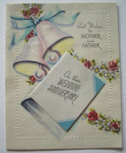 Wedding bells faux book embossed vintage Anniversary greeting card *UU25 - Picture 1 of 4