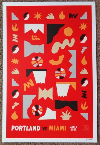 Portland Trailblazers GAMEDAY POSTER 5/100 Miami Heat Blazers 1-5-22 Cover