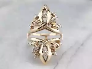 Anillo de boda potenciador de diamantes simulado de 1,00 quilates oro amarillo 14 K sobre plata - Imagen 1 de 8