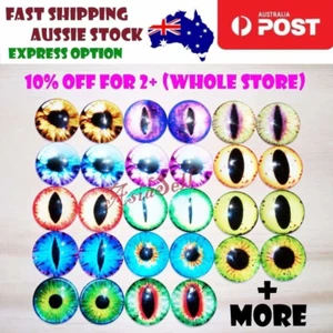 2pcs 30mm Round Glass Eyes Pupils Blue Red Green Cats Doll Eye Toys Dinosaur - Picture 1 of 16