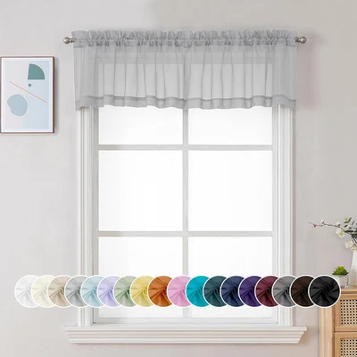 Sheer Valances for Windows 2 Pack, Small 42"W x 14"L (Pack of 2) 浅灰色 — 第 1/4 张图片