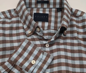PRECIOSA CAMISA AZUL Y MARRÓN FRANELA CLARA CEPILLADA CALDER CARMEL $245 L 16,5x35 - Imagen 1 de 4