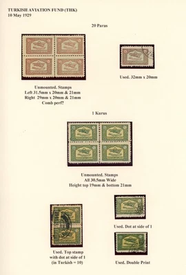 Turkey Stamps 1929 Turkish Aviation Fund Airmail w Double Print Error, Blks 4 VF - Image 1 of 2