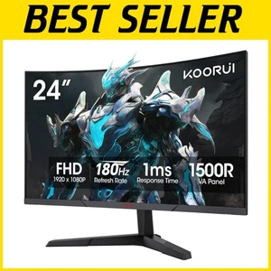 24-Inch FHD Curved Gaming Monitor, 180Hz Refresh Rate & Flicker-Free Eye Care - Picture 1 of 11