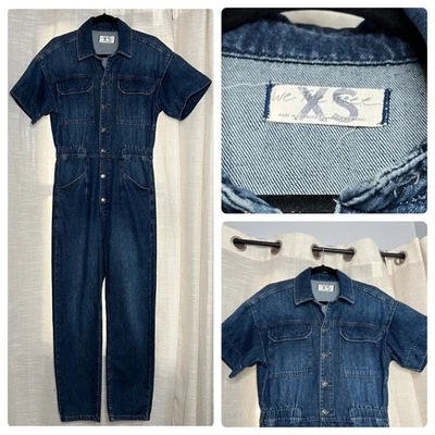 Macacão jeans We The Free People Marci lavagem escura feminino tamanho XS - Imagem 1 de 4