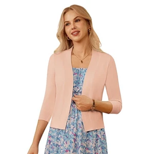 GK Womens 34 Sleeve Front Open Cropped Knitting Coat Top for Casual Wear - Picture 1 of 84