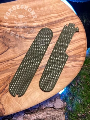Custom scales für Victorinox 91 mm G10 Diamond Micarta Army Green Griffschalen - Bild 1 von 4