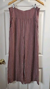 Cabi Womens Kelly Wide Leg BOHO Crop Pants Geometric Print High Rise Rayon L  - Picture 1 of 8