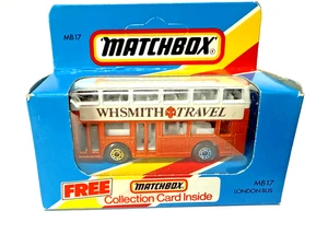 Matchbox MB17 London Bus Naranja y Blanco WH Smith Viaje Como Nuevo en Caja de Coleccionistas - Imagen 1 de 6