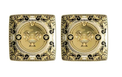 VERSACE BY ROSENTHAL PRESTIGE GALA CANAPE DISH PAIR #403637-15253 BRAND NIB F/SH - Image 1 of 2