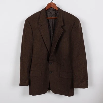Vintage GUCCI Sport Coat Blazer Jacket Mens 40 Plaid Tweed Wool Coat Brown - Image 1 of 4