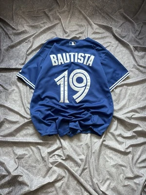 Majestic Toronto Blue Jays Jose Bautista #19 Home Jersey - Men 48 - Image 1 of 4
