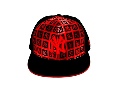 New York Yankees New Era 59Fifty Red Black Fitted Hat 7 1/8 *RARE* HTF - Image 1 of 4