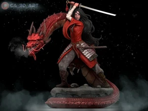 Mulan 3D Printed figure, Unpainted Imperial Army Heroine Model Kit - Picture 1 of 7