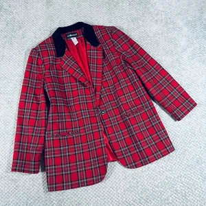 Vintage Sag Harbor Wollmischung rot/grün kariert Oversize Grob Weihnachten Blazer - Bild 1 von 6