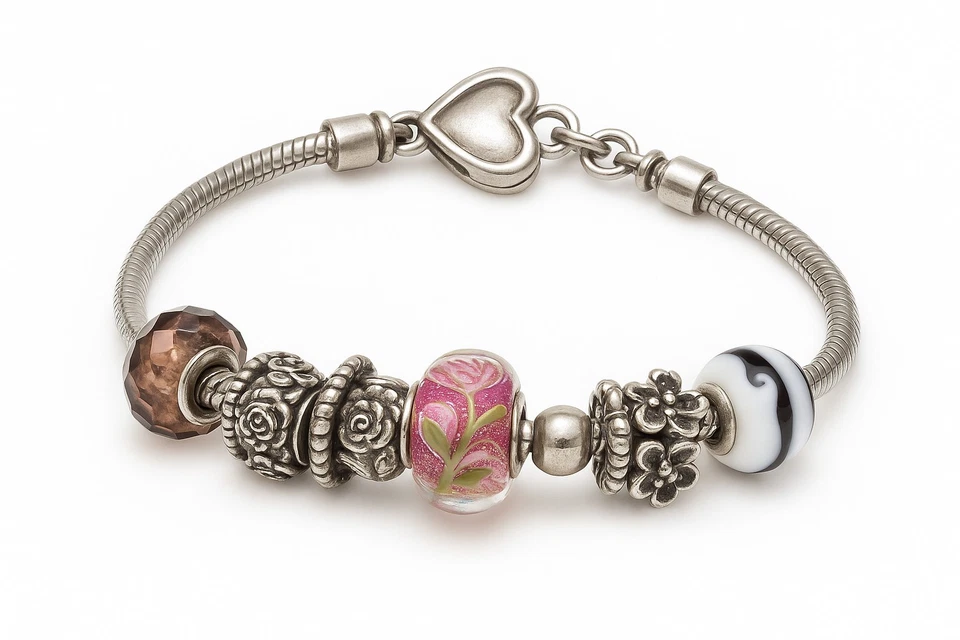 Brighton Soporte Deslizable Pulsera Barril Cuentas Espaciadores Vidrio Veneciano Plata Foto 1 de 4