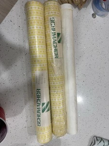 Very Rare 50s Yellow Stripe SCHUMACHER Wallpaper New 2 1/2 Rolls 180+ Sq Ft - Picture 1 of 4
