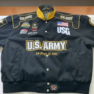 Vtg 2004 US Army 01 JH Design Nascar Racing Jacket Reversible Black,Camo2XL #508 - Picture 1 of 22