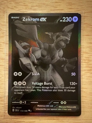 Zekrom EX 172/086 Pokémon Card Black Bolt SV11 English NEAR MINT - Image 1 of 3