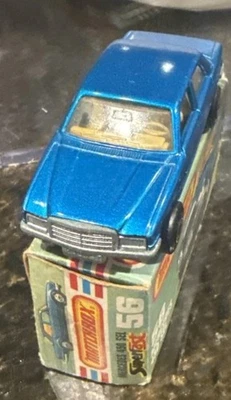 Caja de cerillas vintage #56 azul Mercedes 450 SEL Foto 1 de 4