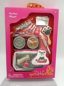 Battat Our Generation Pet Care Playset Food Dishes Pet Bed Toys Collar Brush NIB - Picture 1 of 6