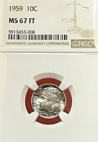 NGC MS-67 FT FULL TORCH ZEBRA TONING!  1959 ROOSEVELT DIME Cover