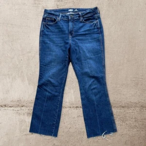 Old Navy Flare Ankle High Rise Blue Jeans Raw Hem Dark Wash Stretch Damen 31x25 - Bild 1 von 7