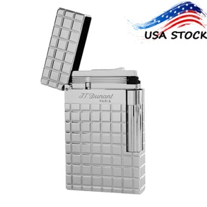 US Stock JT Dunant Ligne 2 Plaid Argento Accendino Ping Suono per Fumare Sigaretta - Foto 1 di 6