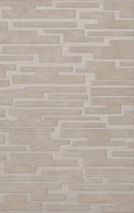 Ivory Transitional Hand Hooked Squares Rectangles Boxes Area Rug Patchwork DV6 - Picture 1 of 35