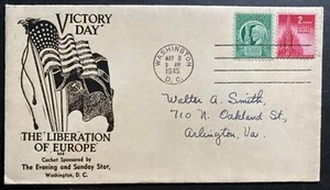 1945 Washington DC USA Patriotic Cover FDC Liberation Of Europe Victory Day - Picture 1 of 2