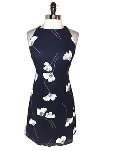 AMERICAN LIVING Size 10 A-Line Dress Black White Floral Sleeveless - Picture 1 of 5