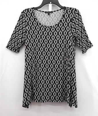 Blusa Pullover Top Cable & Gauge para Mujer PS Negra Blanca Manga Corta Cuello Redondo Foto 1 de 4