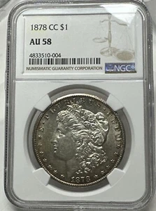 1878-CC Morgan Dollar ZERTIFIZIERT NGC AU 58 Golden Toning - Bild 1 von 3