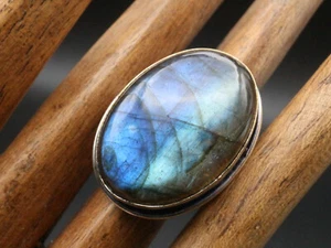 GOLDJUNGE69 GW OVAL *BLUE* RING SILBER-RING (18,8) #TOLLE-FARBEN - Bild 1 von 3