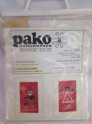 Pako Handwerken 6 张圣诞卡套件 1281 十字绣纱线织物 DMC 纱线复古 — 第 1/3 张图片